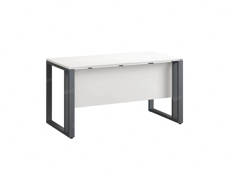 Стол прямой на О-образных опорах с экраном ЛДСП 1200x900x750 RM041-12x9 Белый/Серый