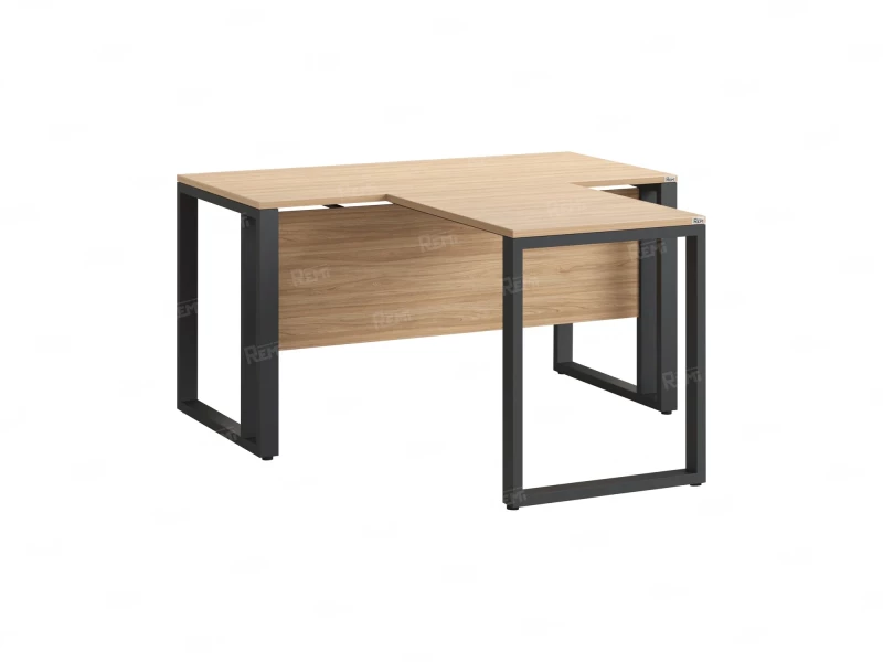 Стол с брифингом на О-образных опорах с экраном ЛДСП RM046-18x8 1800x2600x750 Вяз Швейцарский светлый/Серый