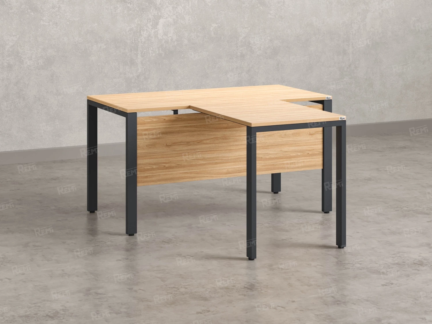 Стол с брифингом на П-образных опорах с экраном ЛДСП RM044-12x6 1200x1800x750 Вяз Швейцарский светлый/Серый