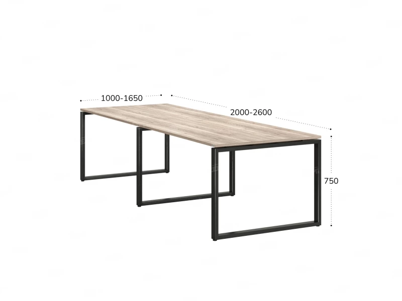 Cтол для переговоров, на О-обазном каркасе 2200x1600x750 RM081-220x160 Дуб Маувелла/Черный
