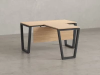 Стол с брифингом с парящей столешницей на U-образных опорах с экраном ЛДСП RM047-14x8 1400x2200x750 Вяз Швейцарский светлый/Серый