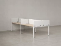 Бенч-система, 4 рабочих места, на П-образных опорах, 8 тканевых экранов 2800x1600x750 RM166-1-14x16 Вяз Швейцарский светлый/Белый