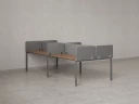 Бенч-система, 4 рабочих места, на П-образных опорах, 8 тканевых экранов 3600x1600x750 RM166-1-18x16 Дуб Юстус/Серый