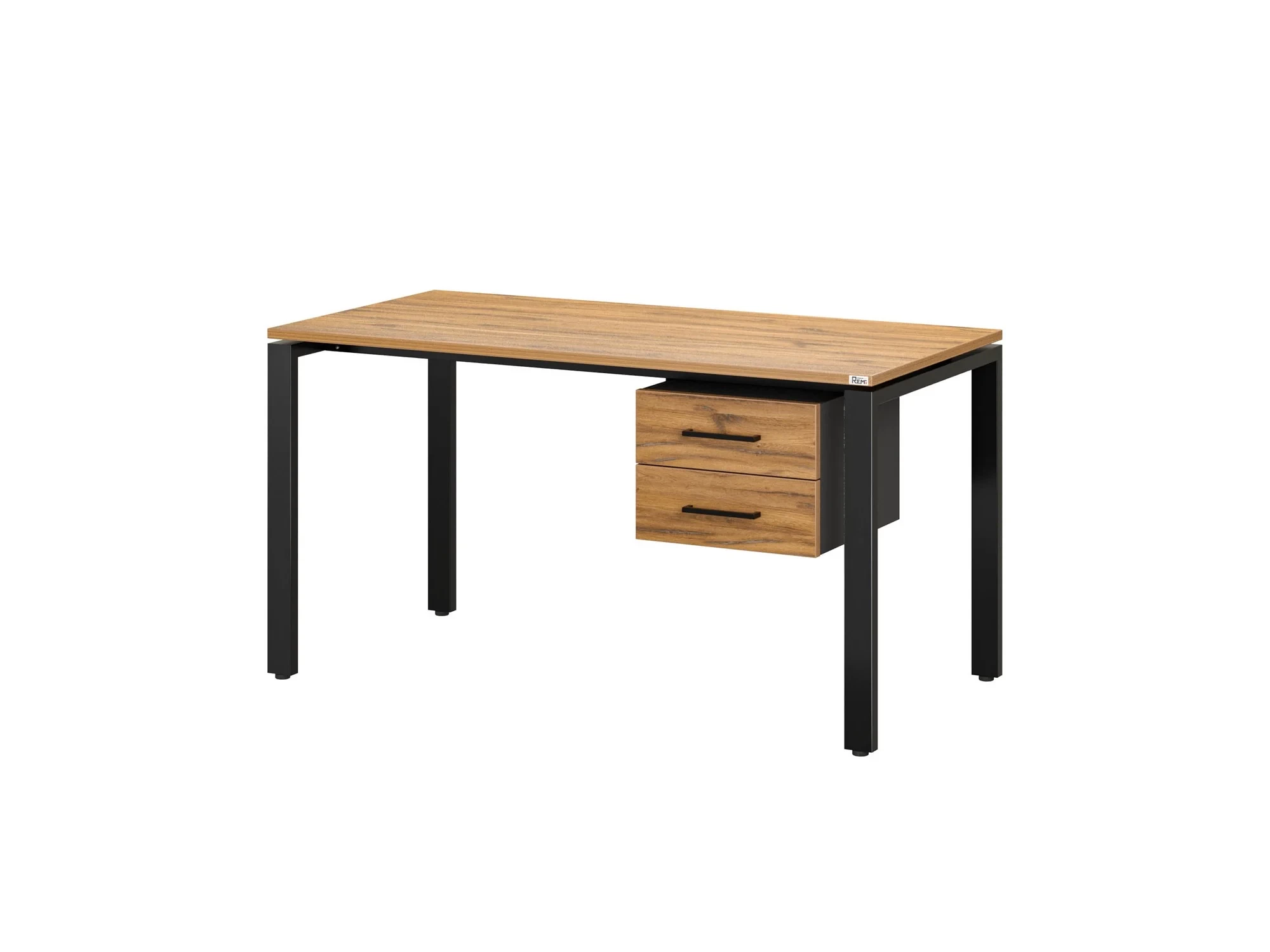 Стол прямой с подвесной тумбой 2 ящика, П-опора 1800x800x750 RM039-18x8 Дуб Юстус/Черный