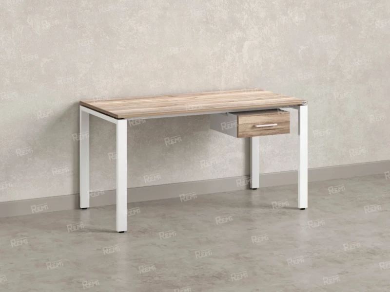 Стол прямой с подвесной тумбой, П-опора 1800x600x750 RM038-18x6 Дуб Маувелла/Белый