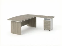 BRL RB071-180x200R Стол руководителя угловой R с тумбой 3 ящика 1800х2000х760 Шорвуд/Белый