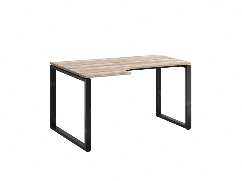 Стол угловой, О-опора, левый 1600x900/1200x750, RM055-16x9-12 Дуб Маувелла/Черный