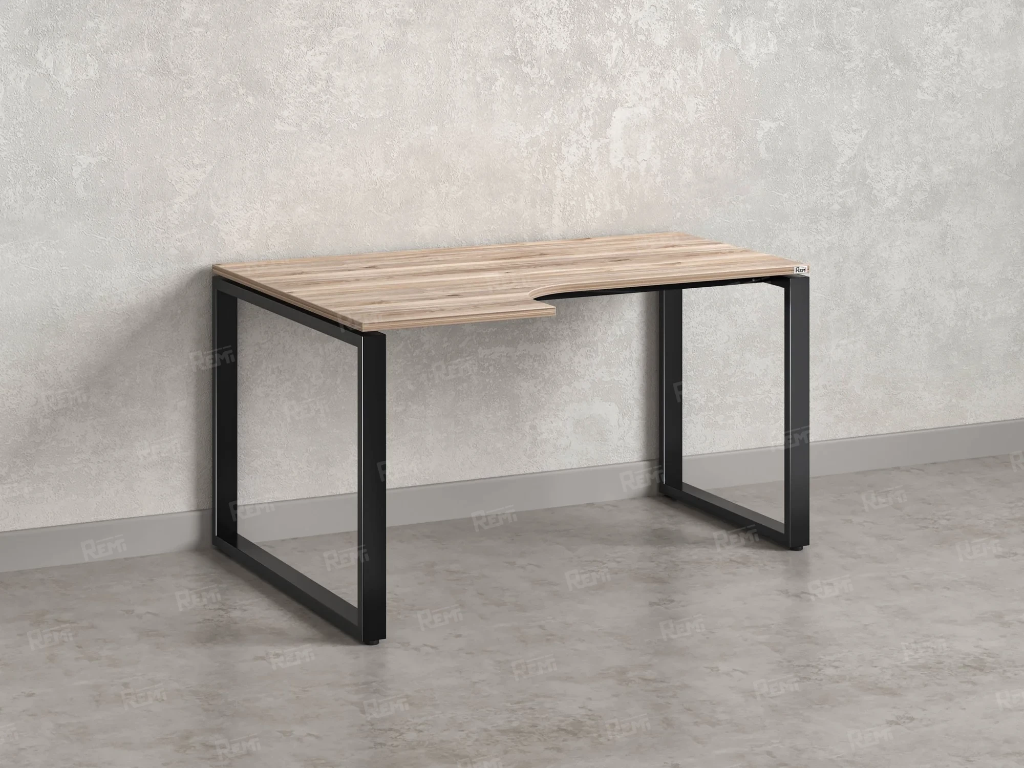 Стол угловой, О-опора, левый 1600x900/1200x750, RM055-16x9-12 Дуб Маувелла/Черный