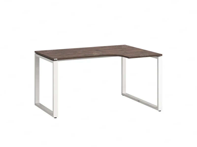 Стол угловой, О-опора, правый 1400x800/1000x750, RM054-14x8-10 Дуб Апрельский шоколад/Белый