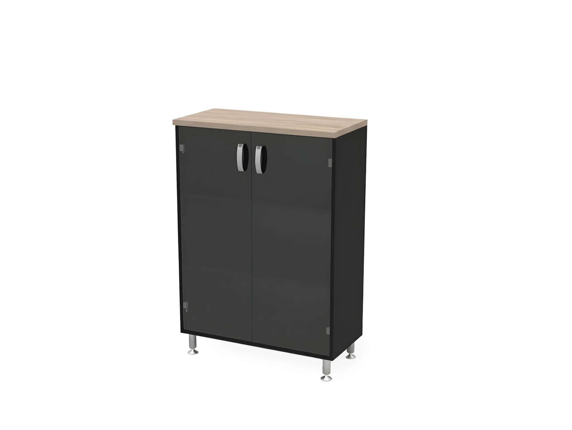 BRL RB053-90х43 Стеллаж закрытый витрина стекло 900х430х1290 Шорвуд/Черный