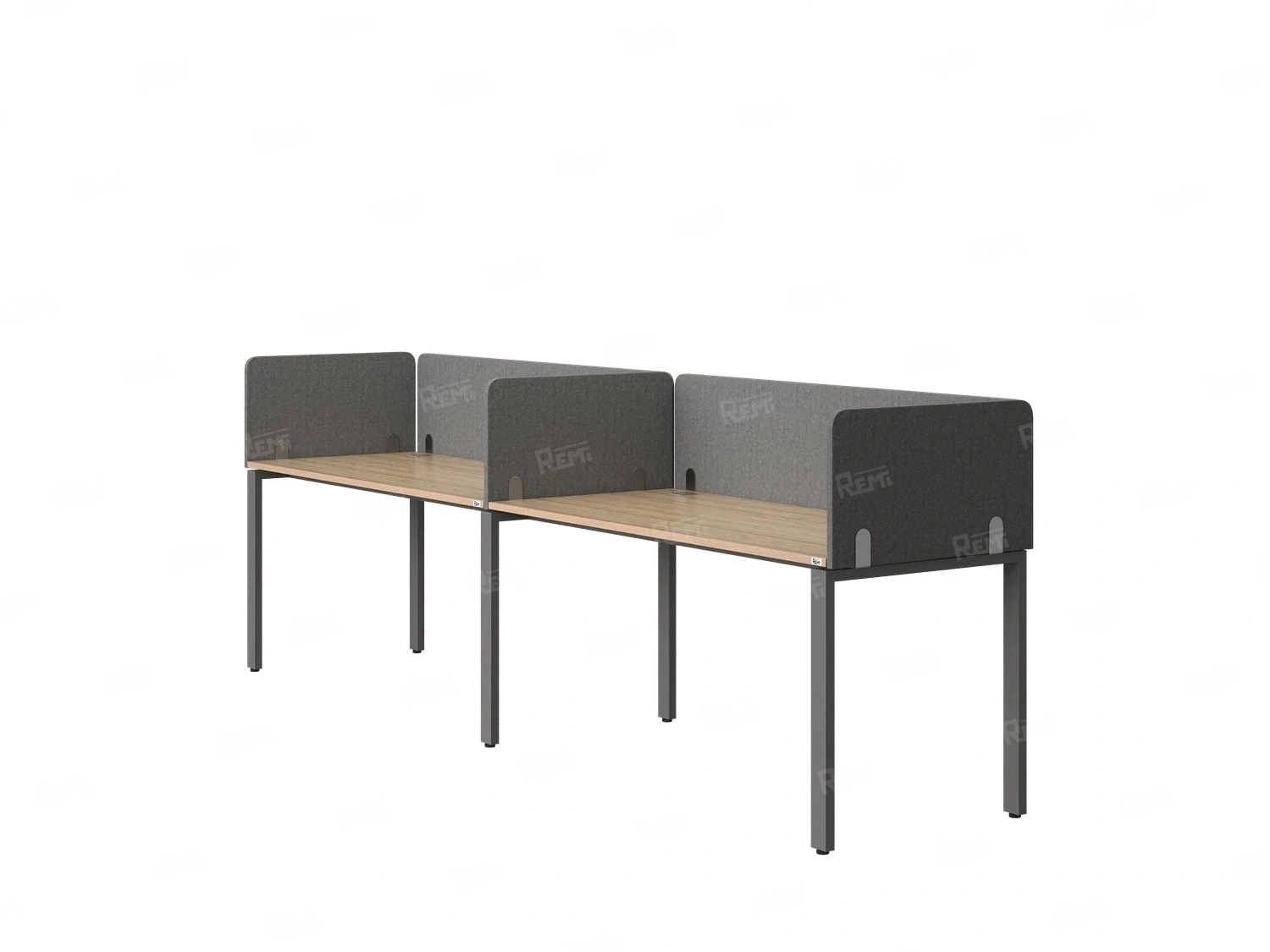 Бенч-система в 1 ряд, 2 рабочих места 5 тканевых экранов 2400x600x750 RM167-1-24x6 Вяз Швейцарский светлый/Серый