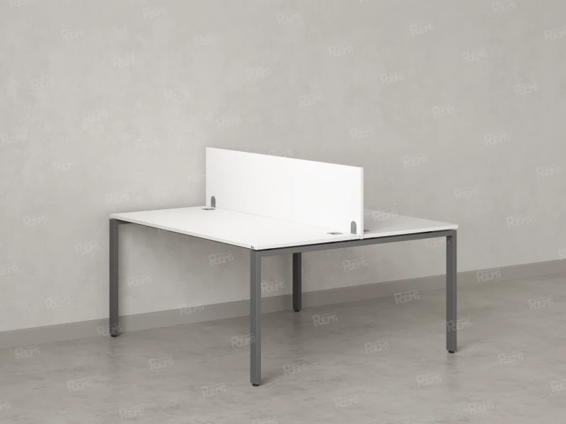 Бенч-система, 2 рабочих места, с одним экраном ЛДСП 1400x1200x750 RM165-2-14x12 Белый/Серый