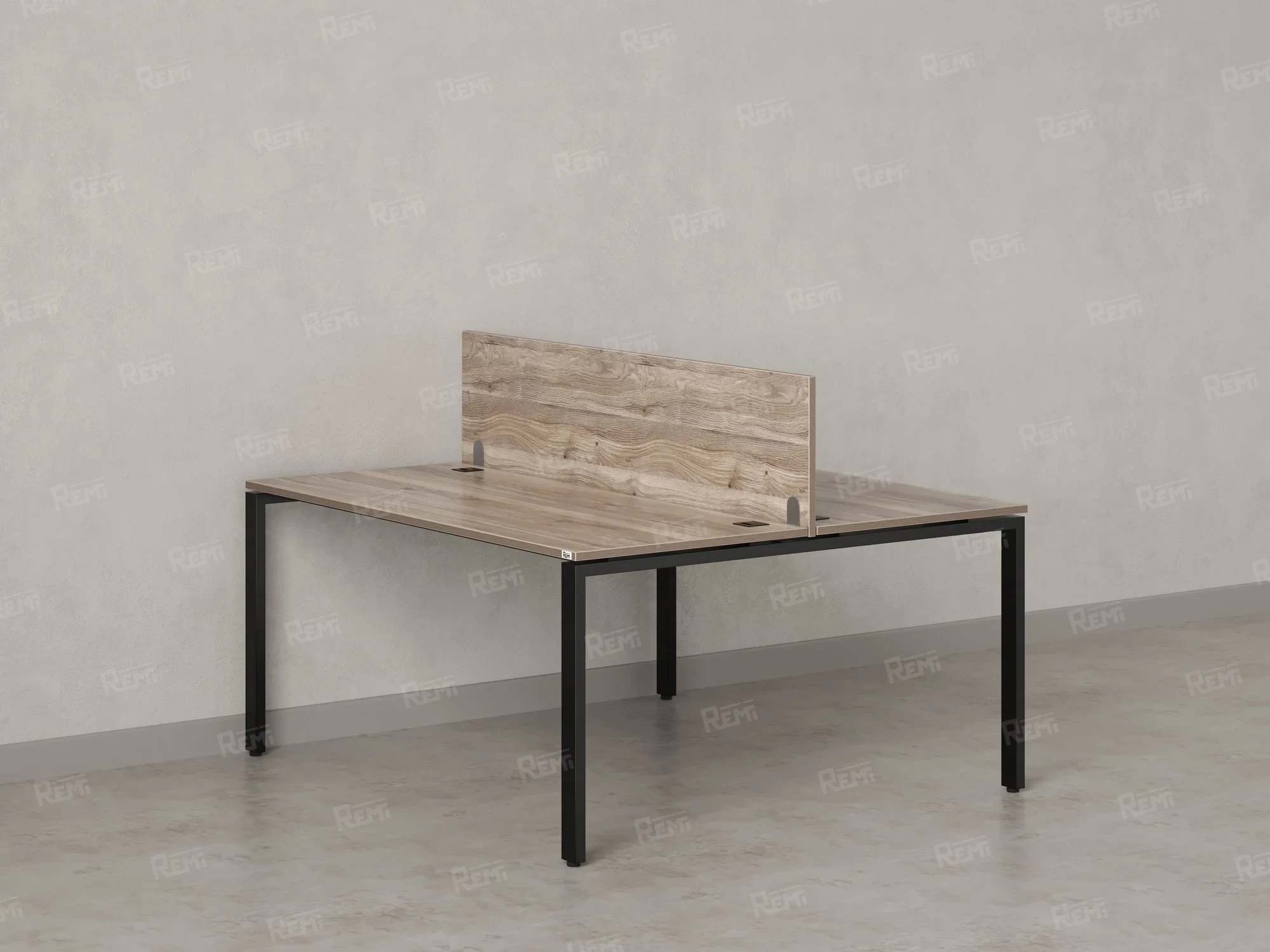 Бенч-система, 2 рабочих места, с одним экраном ЛДСП 1800x1200x750 RM165-2-18x12 Дуб Маувелла/Черный