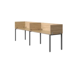 Бенч-система в 1 ряд, 2 рабочих места 5 ЛДСП экранов 2700x800x750 RM167-2-27x8 Вяз Швейцарский светлый/Серый