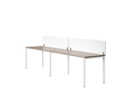 Бенч-система в 1 ряд, 2 рабочих места 2 тканевых экранов 2700x600x750 RM167-3-27x6 Дуб Маувелла/Белый