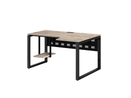 Стол угловой, экран металл, О-опора, правый 1600x900/1200x750, RM057-16x9-12 Дуб Маувелла/Черный