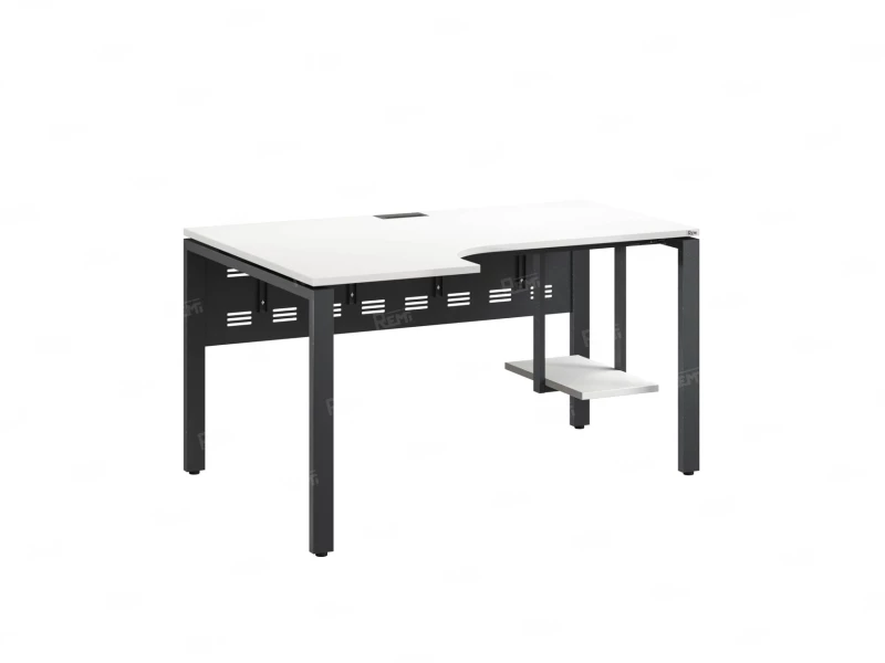 Стол угловой, экран металл, П-опора, левый 1800x700/900x750, RM059-18x7-9 Белый/Серый