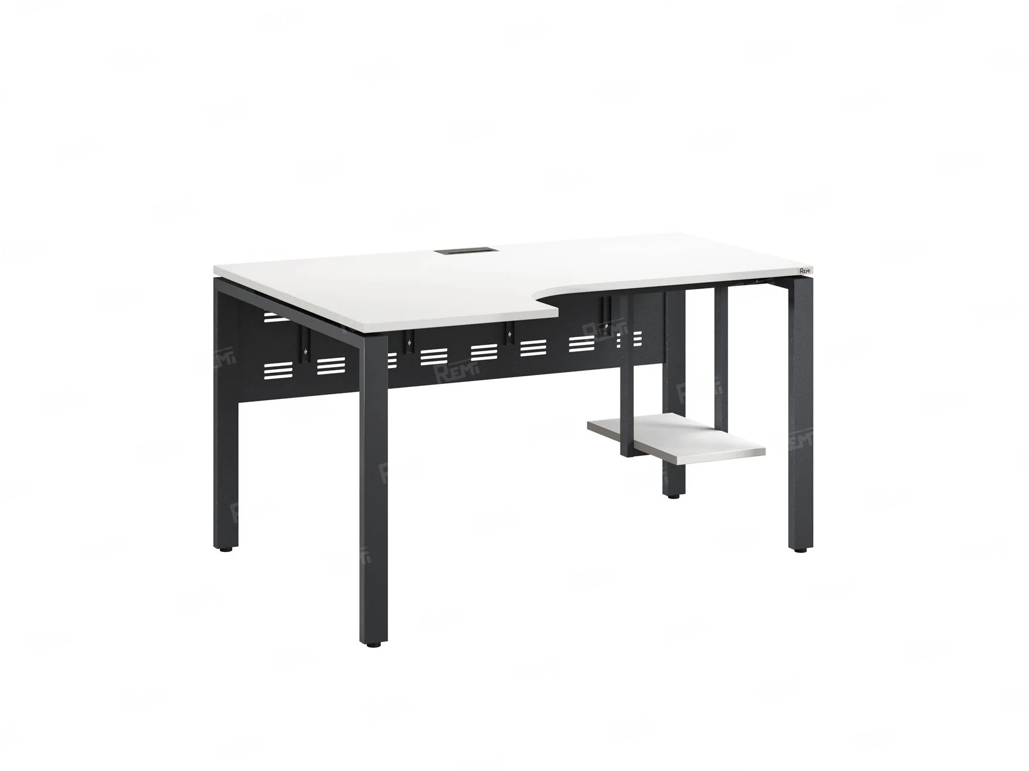 Стол угловой, экран металл, П-опора, левый 1800x700/900x750, RM059-18x7-9 Белый/Серый