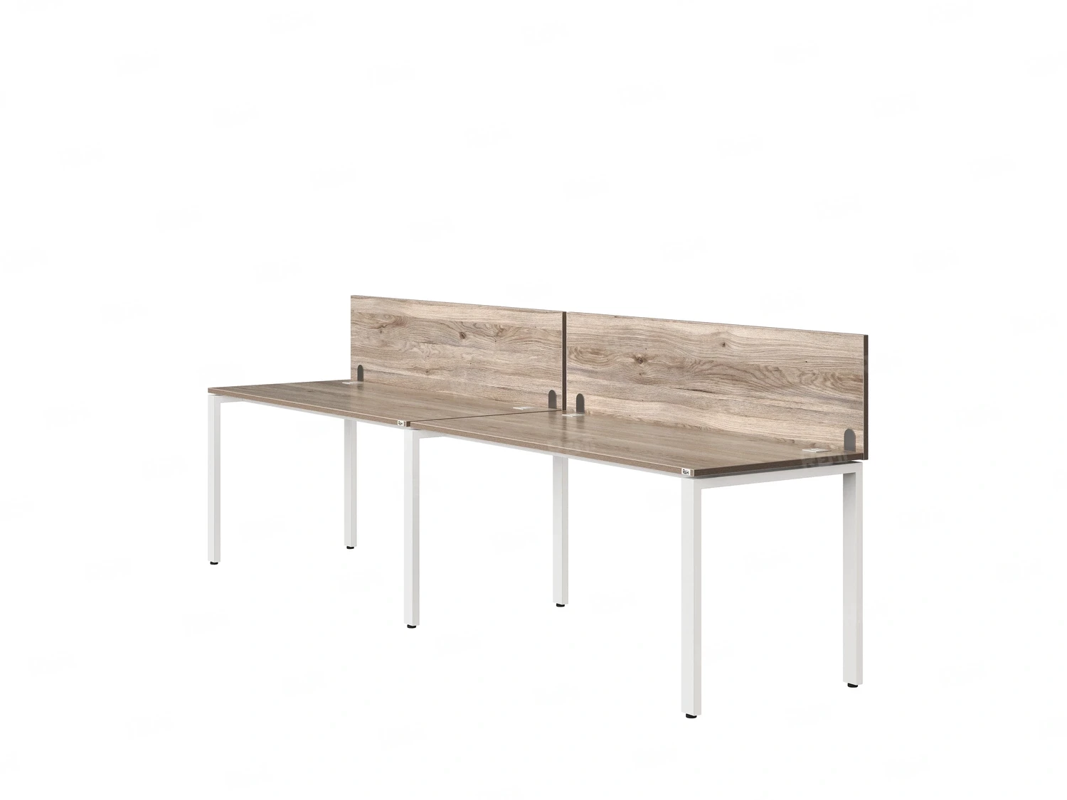 Бенч-система в 1 ряд, 2 рабочих места 2 ЛДСП экранов 3200x800x750 RM167-4-32x8 Дуб Маувелла/Белый