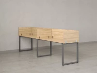 Бенч-система в 1 ряд, 2 рабочих места 5 ЛДСП экранов 2700x800x750 RM168-2-27x8 Вяз Швейцарский светлый/Серый