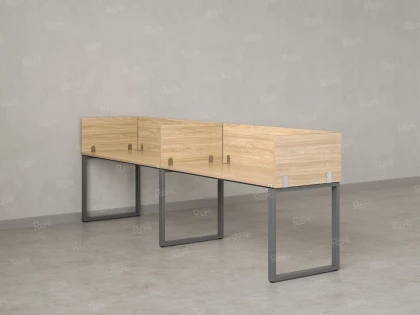 Бенч-система в 1 ряд, 2 рабочих места 5 ЛДСП экранов 2700x800x750 RM168-2-27x8 Вяз Швейцарский светлый/Серый