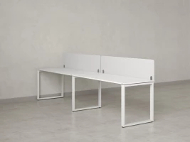 Бенч-система в 1 ряд, 2 рабочих места 2 тканевых экранов 2000x600x750 RM168-3-20x6 Белый/Белый
