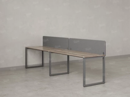 Бенч-система в 1 ряд, 2 рабочих места 2 тканевых экранов 2700x600x750 RM168-3-27x6 Дуб Маувелла/Серый