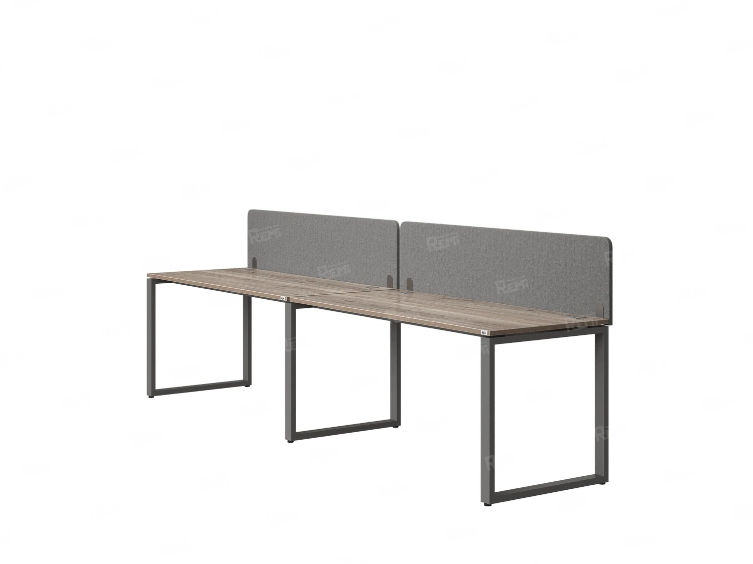 Бенч-система в 1 ряд, 2 рабочих места 2 тканевых экранов 2700x600x750 RM168-3-27x6 Дуб Маувелла/Серый