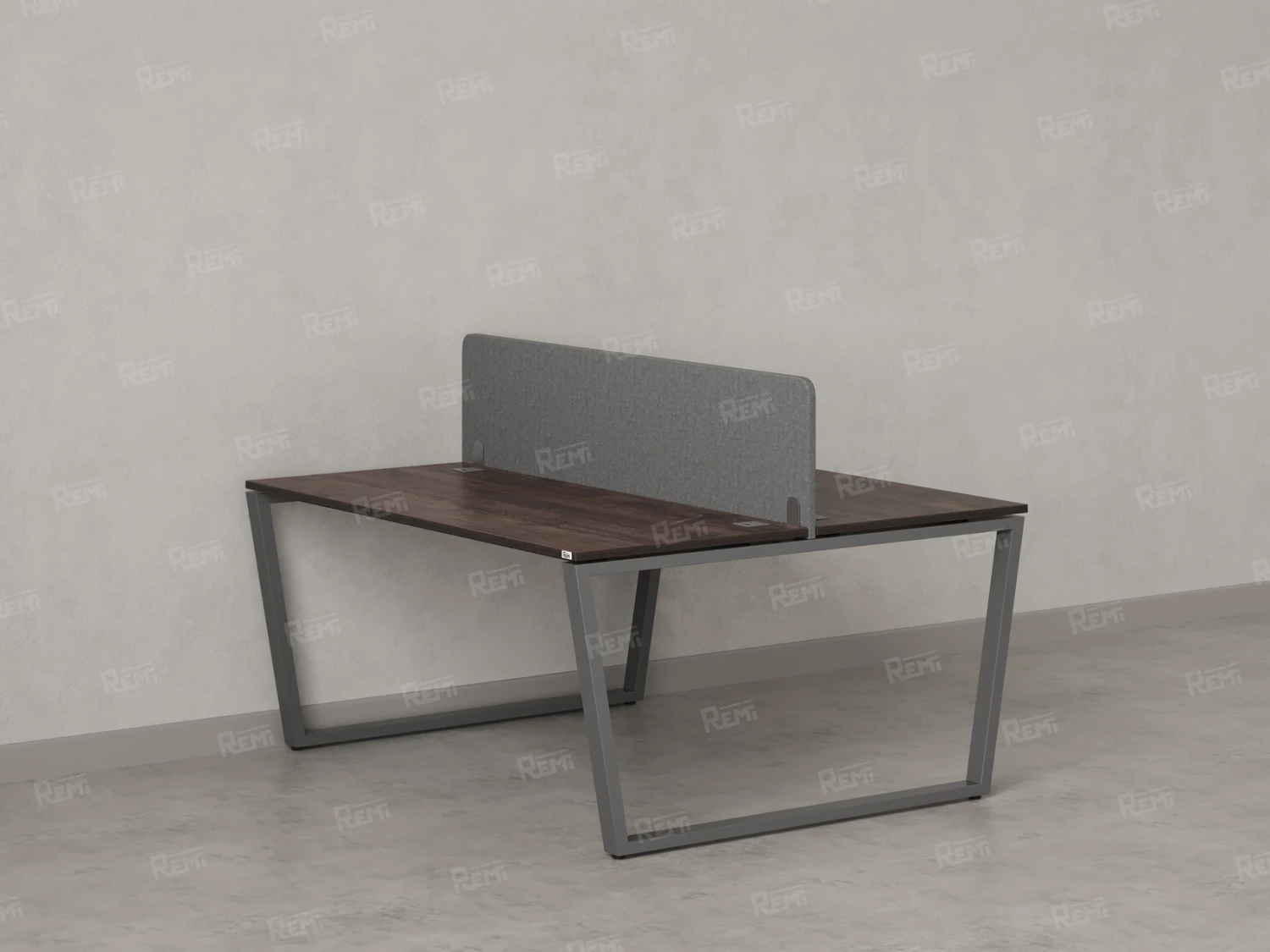 Бенч-система, 2 рабочих места, с одним тканевым экраном 1600x1200x750 RM172-1-16x12 Дуб Апрельский шоколад/Серый