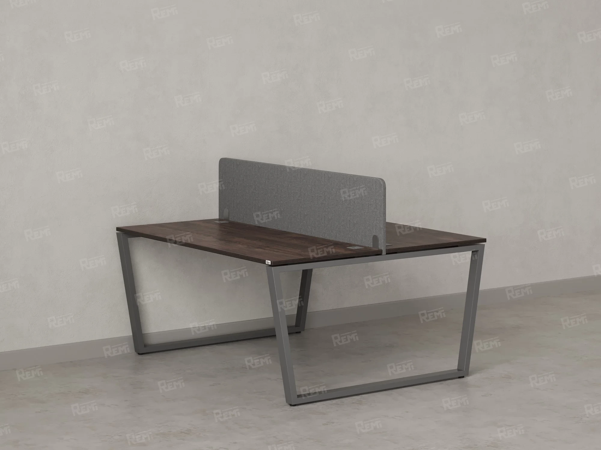 Бенч-система, 2 рабочих места, с одним тканевым экраном 1600x1200x750 RM172-1-16x12 Дуб Апрельский шоколад/Серый