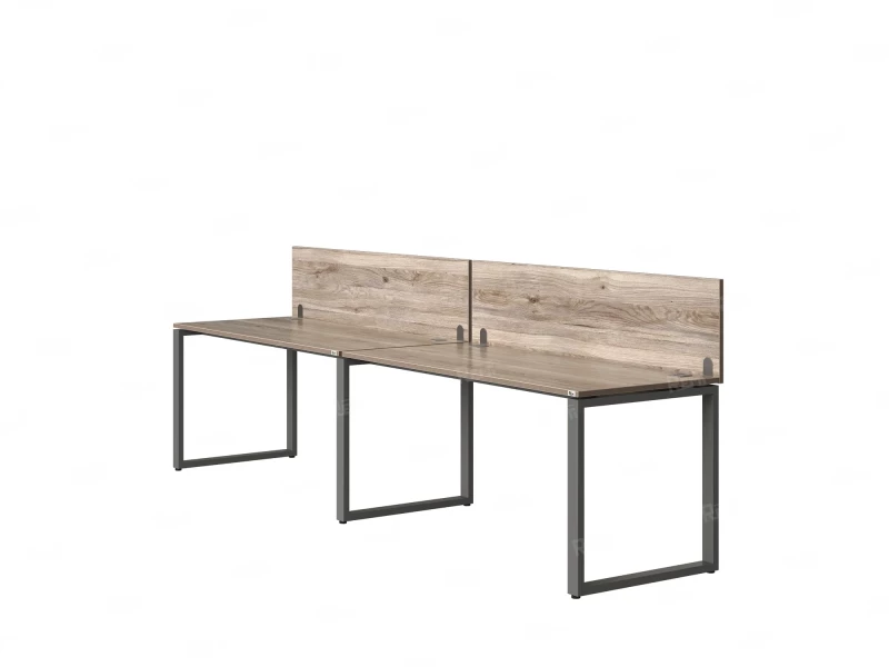 Бенч-система в 1 ряд, 2 рабочих места 2 ЛДСП экранов 3200x800x750 RM168-4-32x8 Дуб Маувелла/Серый