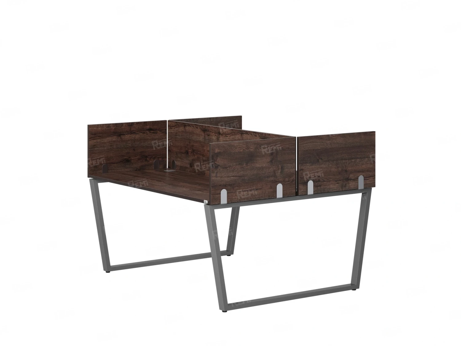 Бенч-система, 2 рабочих места, 5 ЛДСП экранов 1200x1400x750 RM172-4-12x14 Дуб Апрельский шоколад/Серый