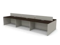 Двусторонний бенч RAC011 на 6 мест, с экраном, без заглушек 480x160x73,5см Дуб Термо/Серый камень, Серия Аккорд / Accord