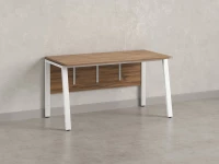 Стол прямой, Л-опора, экран ЛДСП,парящая стол-ца 1200x800x750 RM009-12x8 Дуб Юстус/Белый