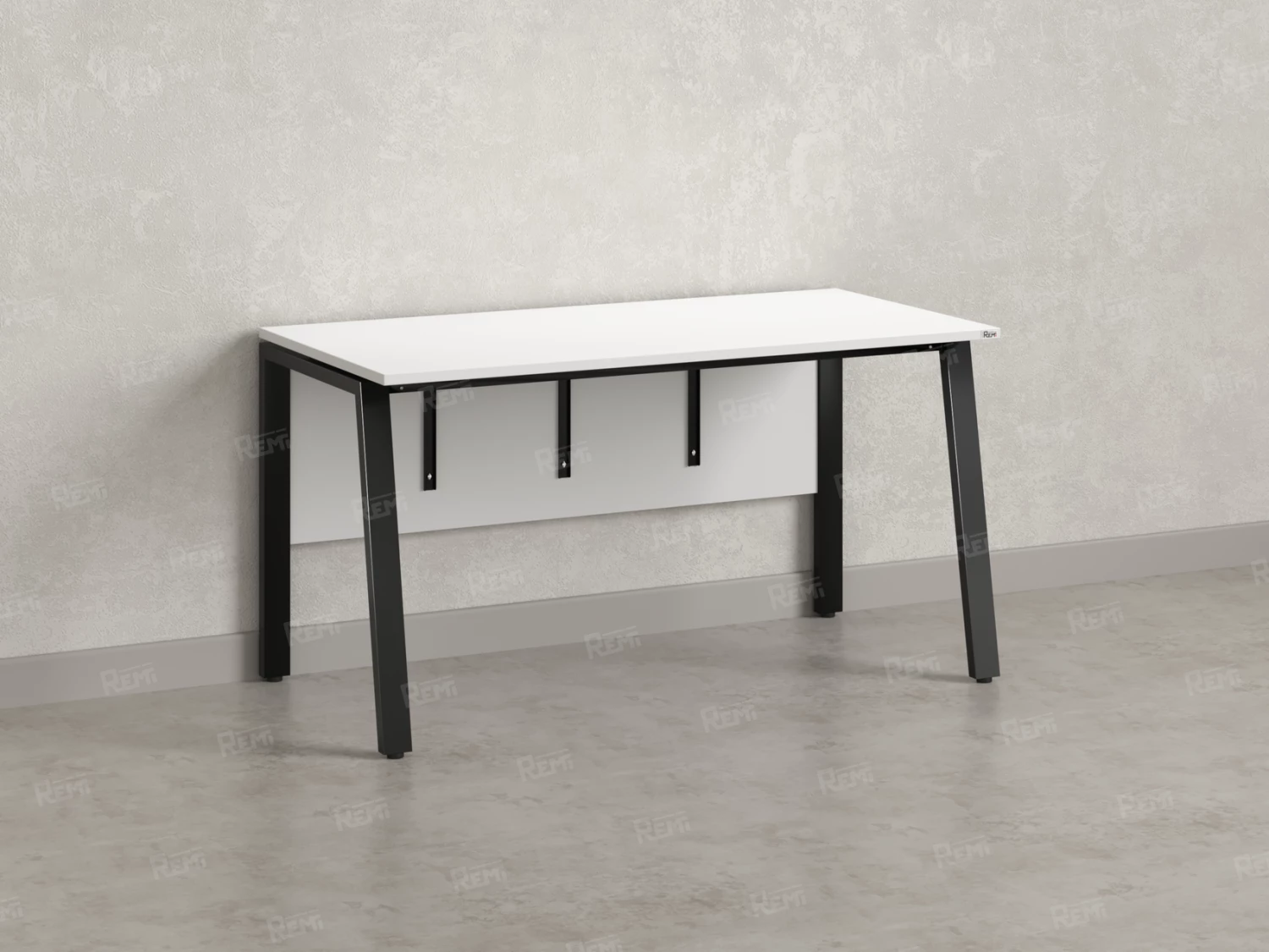 Стол прямой, Л-опора, экран ЛДСП,парящая стол-ца 800x700x750 RM009-8x7 Белый/Черный