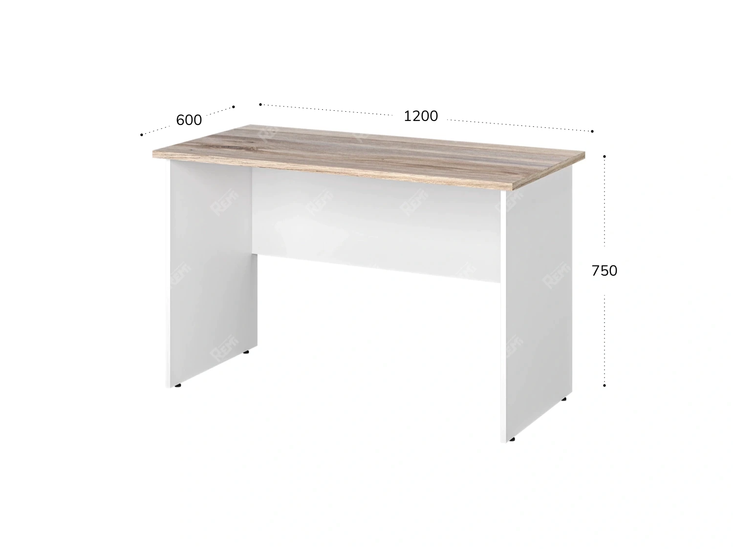 Стол прямоугольный 1200x600x750 RTD018 Дуб Маувелла/Белый. Серия Тандем / Tandem. Серия Тандем / Tandem