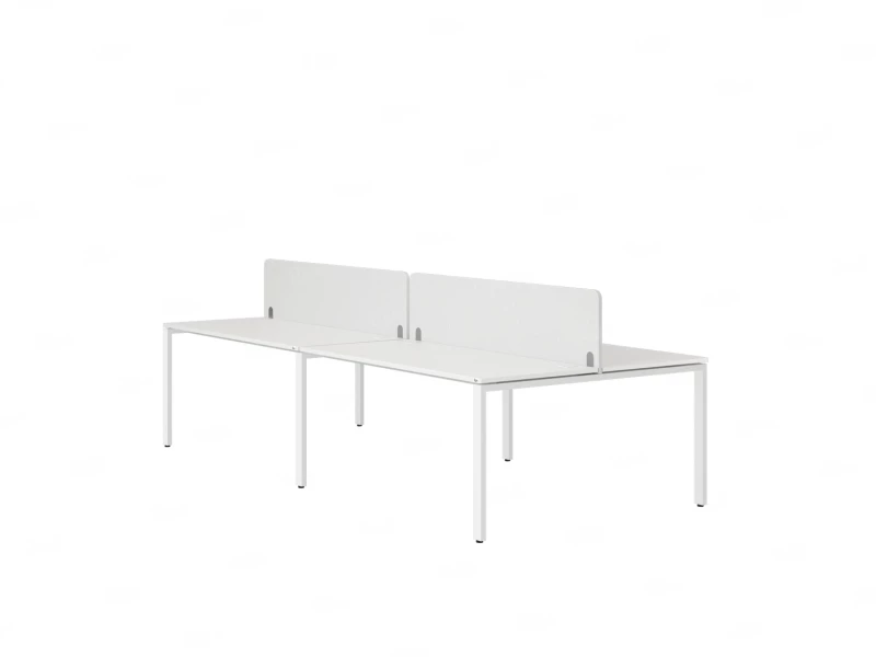 Бенч-система, 4 рабочих места, на П-образных опорах, 2 тканевых экранов 2000x1200x750 RM166-3-10x12 Белый/Белый