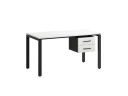 Стол прямой с подвесной тумбой 2 ящика, П-опора 2000x700x750 RM039-20x7 Белый/Черный