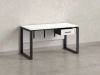 Стол прямой, подвесная тумба, ЛДСП экран, О-опора 1600x600x750 RM032-16x6 Белый/Черный