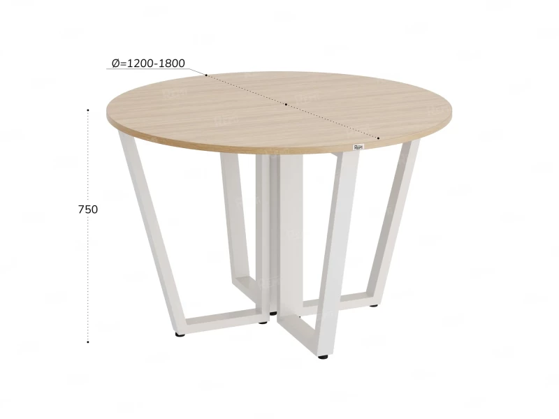 Круглый стол на U-образных опорах 1600x1600x750 RM188-16x16 Вяз Швейцарский светлый/Белый