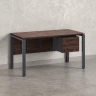Стол прямой, подвесная тумба, ЛДСП экран, П-опора 1600x600x750 RM031-16x6 Дуб Апрельский шоколад/Серый
