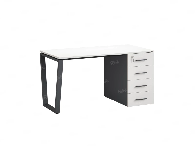 Стол прямой с тумбой на U-образных опоре, правый 1600x700x750 RM101-16x7 Белый/Серый