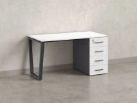 Стол прямой с тумбой на U-образных опоре, правый 1600x700x750 RM101-16x7 Белый/Серый