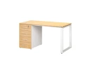 Стол прямой с тумбой на О-образных опоре, левый 1800x700x750 RM104-18x7 Вяз Швейцарский светлый/Белый