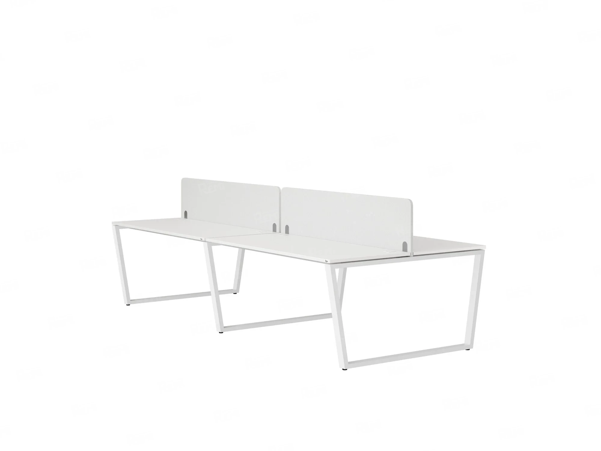 Бенч-система, 4 рабочих места, на U-образных опорах, 2 тканевых экранов 2000x1200x750 RM173-3-10x12 Белый/Белый