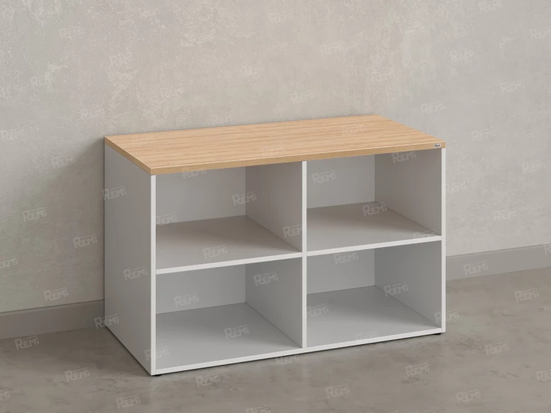 Стеллаж низкий, 4 ячейки 1200х600х750 RM146-12x6 Вяз Швейцарский светлый/Белый