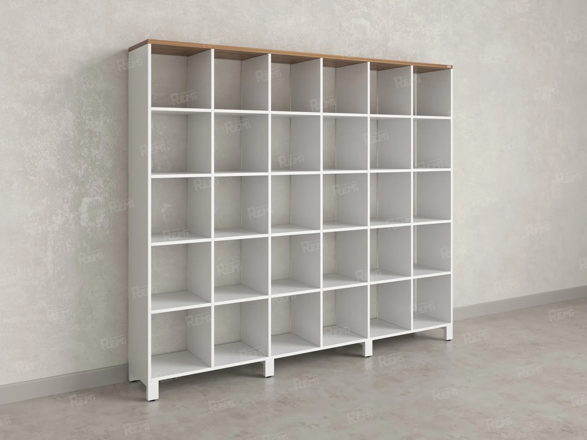 Стеллаж, 30 ячеек 2250х370х1980 RM143-225x37 Дуб Юстус/Белый