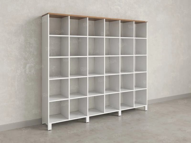 Стеллаж, 30 ячеек 2250х370х1980 RM143-225x37 Дуб Юстус/Белый