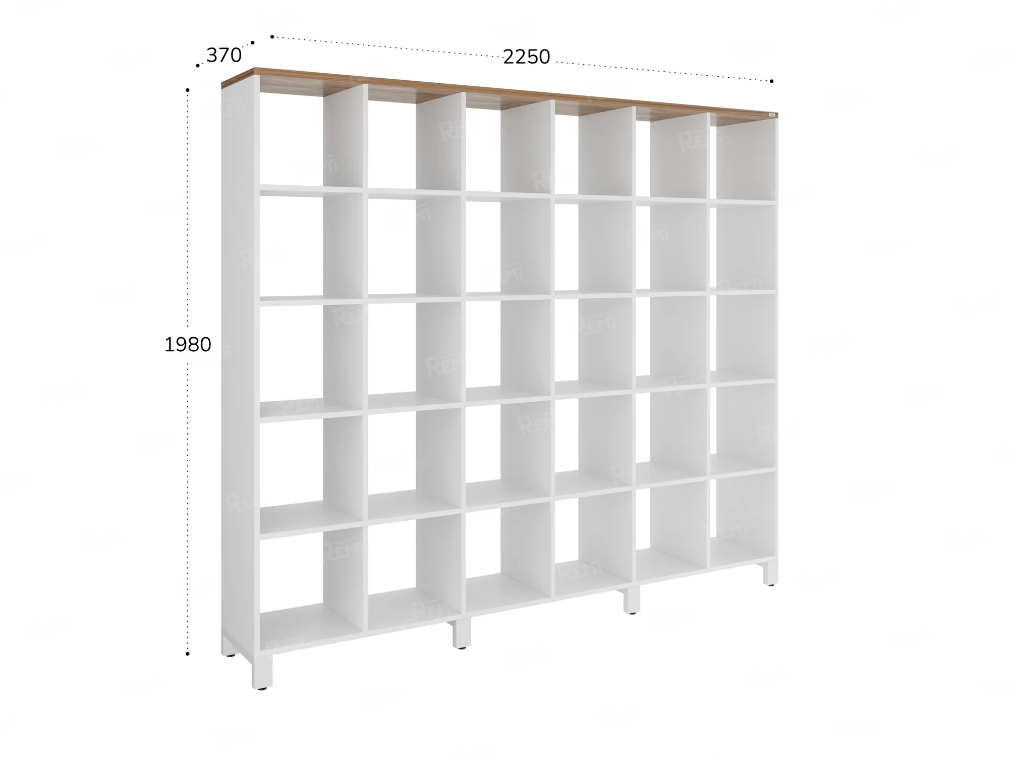 Стеллаж, 30 ячеек 2250х370х1980 RM143-225x37 Дуб Юстус/Белый