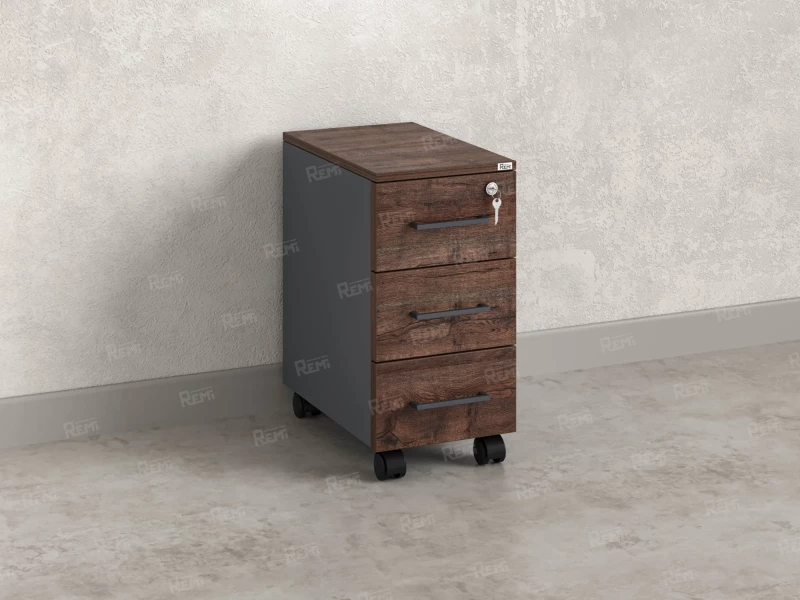 Тумба мобильная,3 ящика 300x500x600 RM123-30x50 Дуб Апрельский шоколад/Серый
